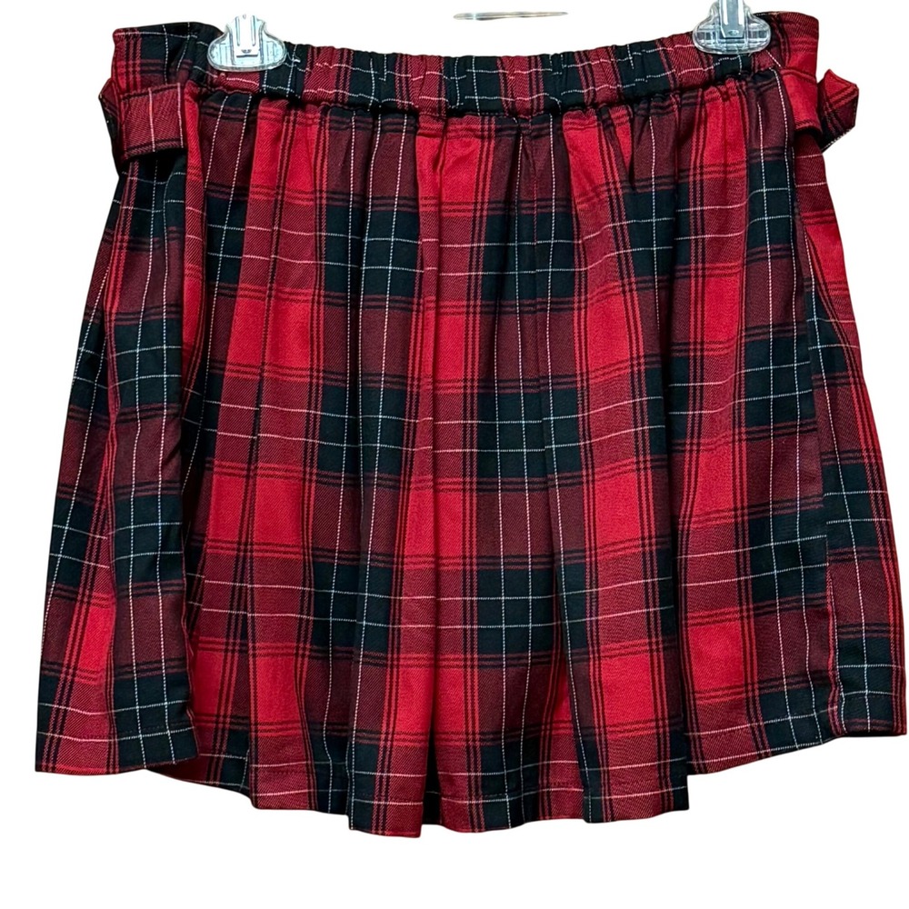 Justice Red Black Paid Women's Sz 18‎ Pleated Skorts Preppy Schoolgirl Punk Y2K - Picture 2 of 7